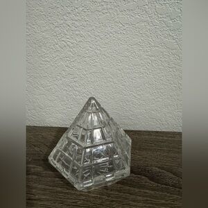 Clear Glass Pyramid Shape Trinket Dish / Candy Dish /Jewelry Dish